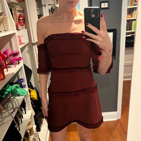 NWT Fringe Off-the-Shoulder Dress - Picture 2 of 6